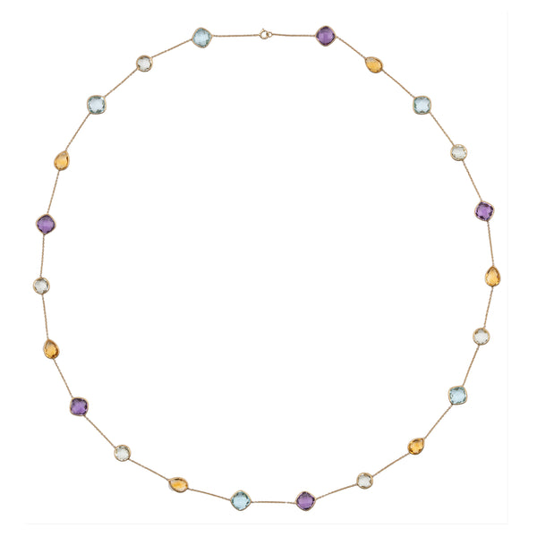 Amora Multi Gemstone Necklace, 18k Yellow Gold