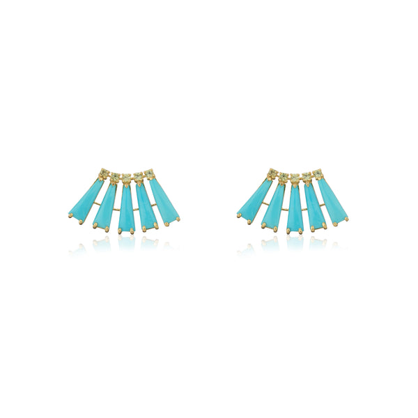 Arenal Turquoise and Peridot Studs, 14k Gold
