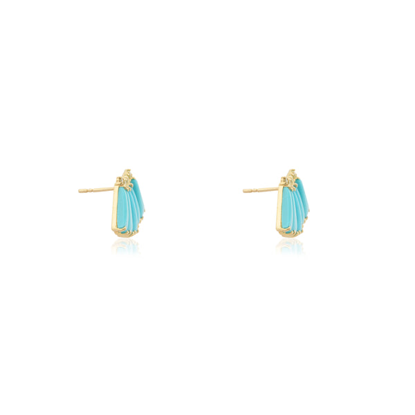 Arenal Turquoise and Peridot Studs, 14k Gold