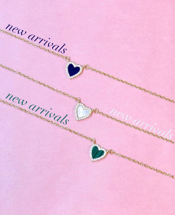 Kendi Gemstone and CZ Heart Necklace, Gold Vermeil