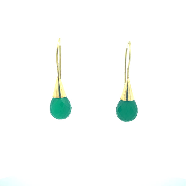 Kia Green Onyx Earrings, Gold Vermeil