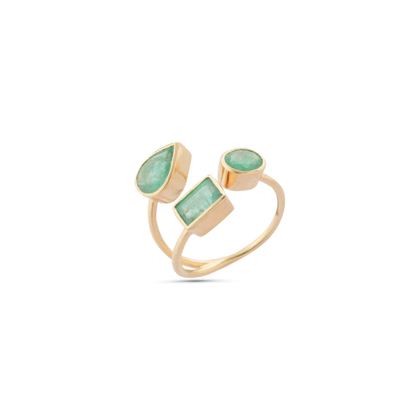 Aurora Emerald Ring, 18k Gold