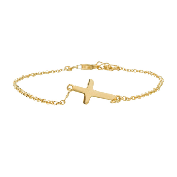 Cross Chain Bracelet,Gold Vermeil
