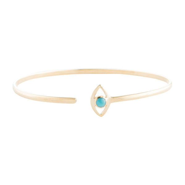 Evil Eye Turquoise Cuff in Sterling Silver or Gold Vermeil