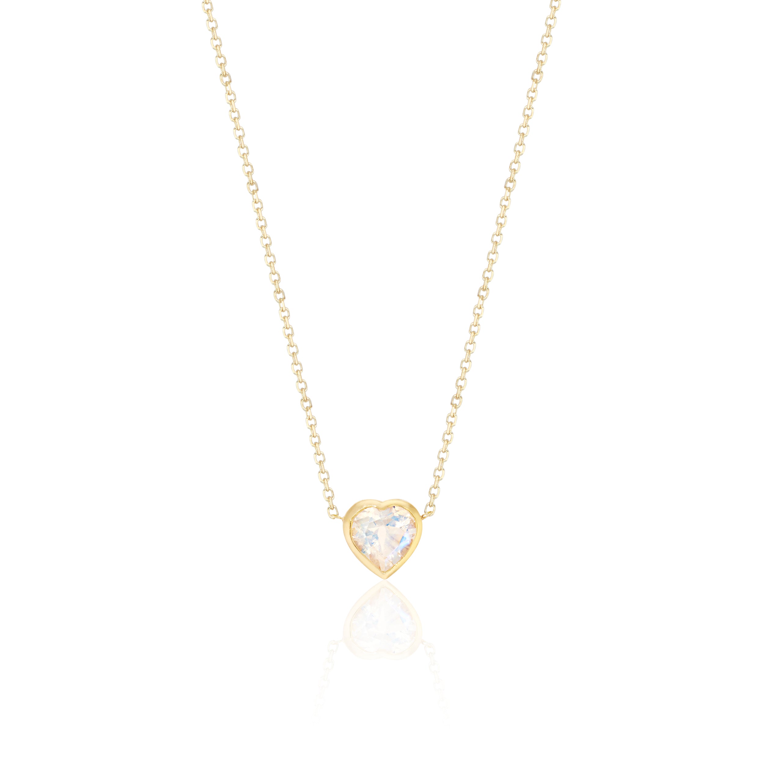 Solid 14k Gold Moonstone Heart Necklace Gold Heart Cut -  Norway