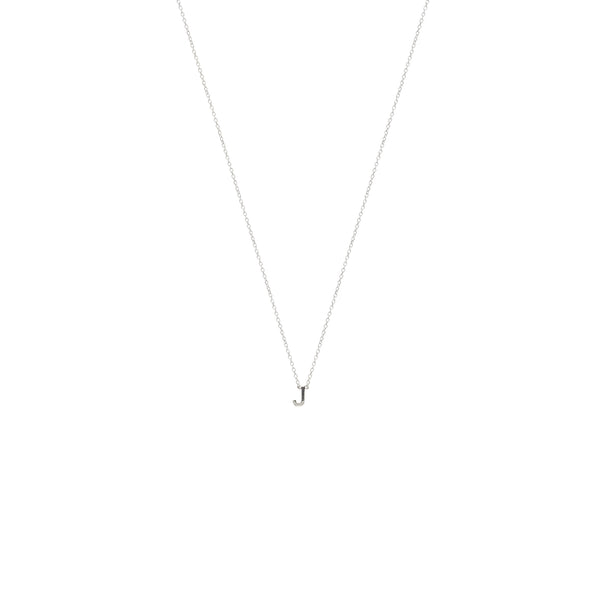 Mini Initial Necklace, 14k White Gold