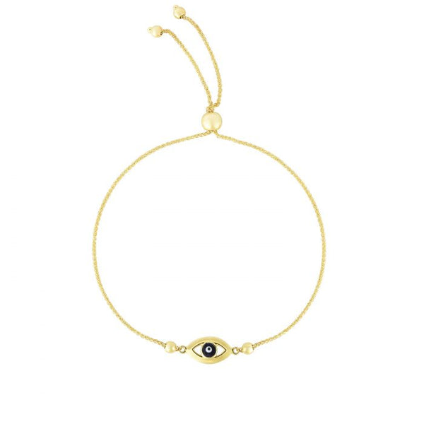 Evil Eye Enamel Adjustable Bracelet, 14k Gold