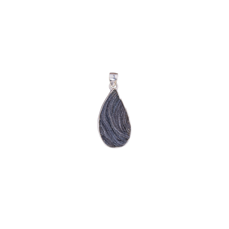 Sahra, Druzy Agate Pear Shape One Of A Kind Pendant, Sterling Silver