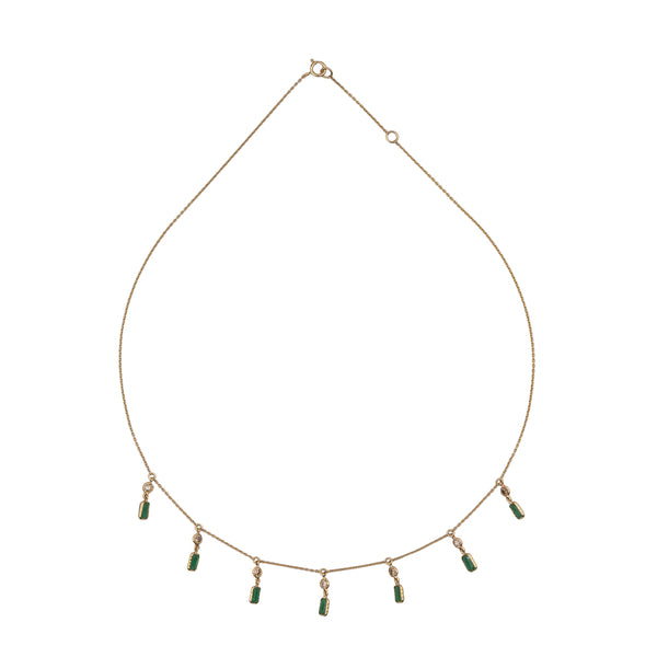 Eleanor Emerald and Diamond Necklace, 18k Yellow Gold