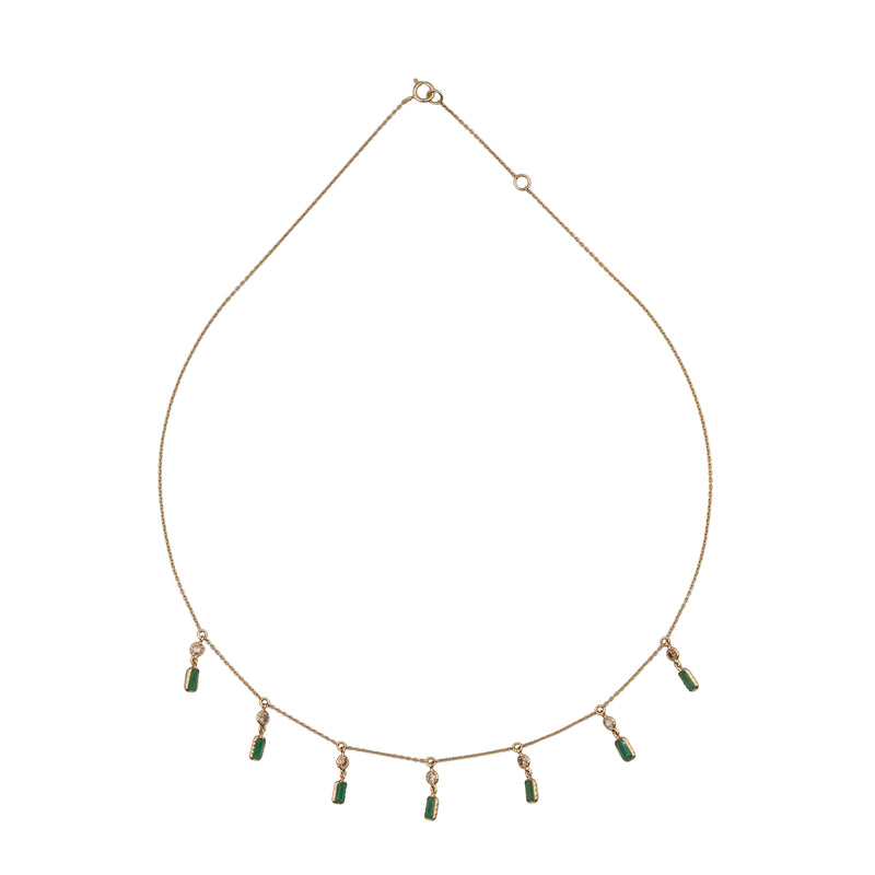 Chelsea Emerald and Diamond Necklace, 18k Yellow Gold