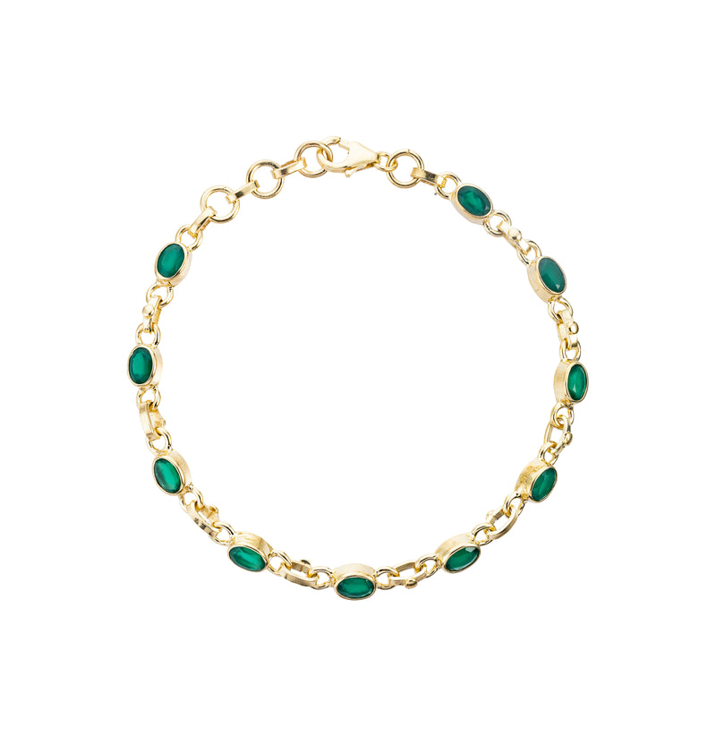 Eliana Green Onyx Bracelet, Gold Vermeil