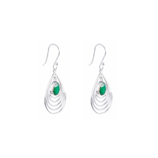 Baila Green Onyx Earrings, Sterling Silver