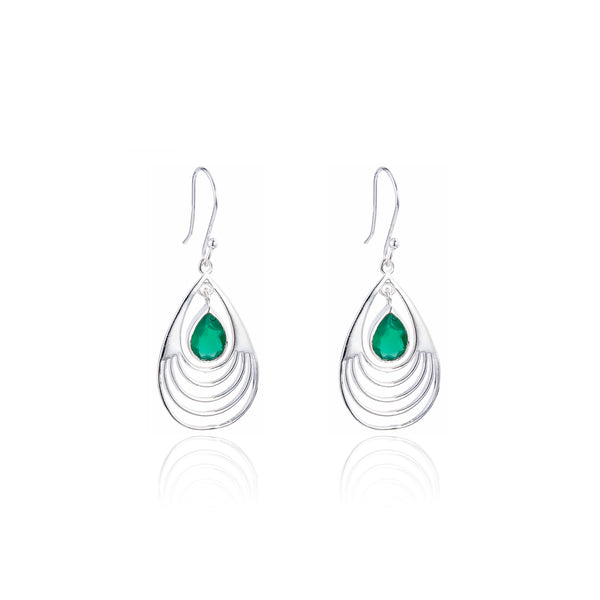 Baila Green Onyx Earrings, Sterling Silver