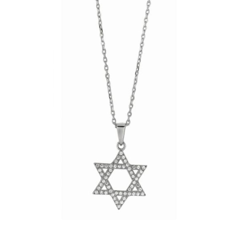 Star of David CZ Sterling Silver Necklace