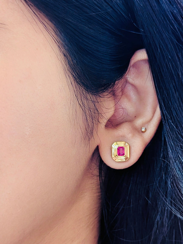 Akari Ruby Studs, 14k Gold