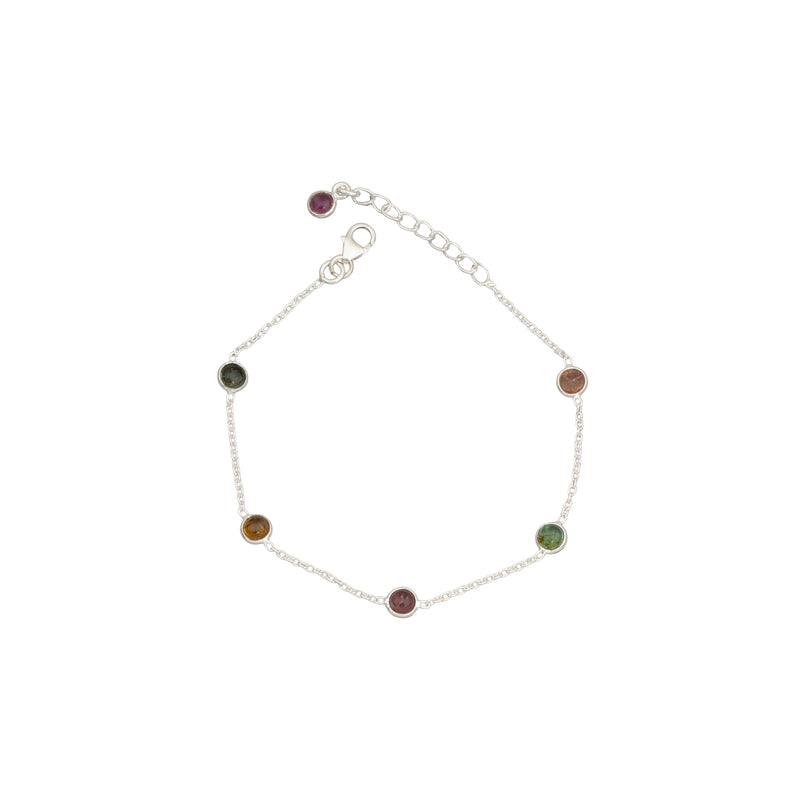 Aeliana Multi Round Tourmaline Bracelet, Sterling Silver