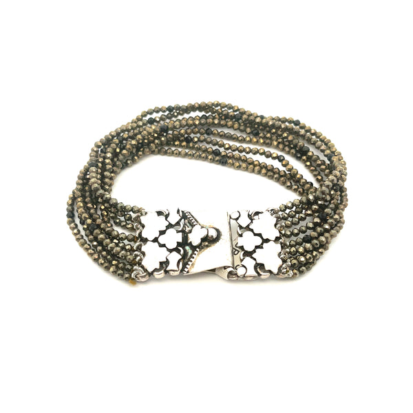Kara Pyrite and Black Spinel Bracelet, Sterling Silver