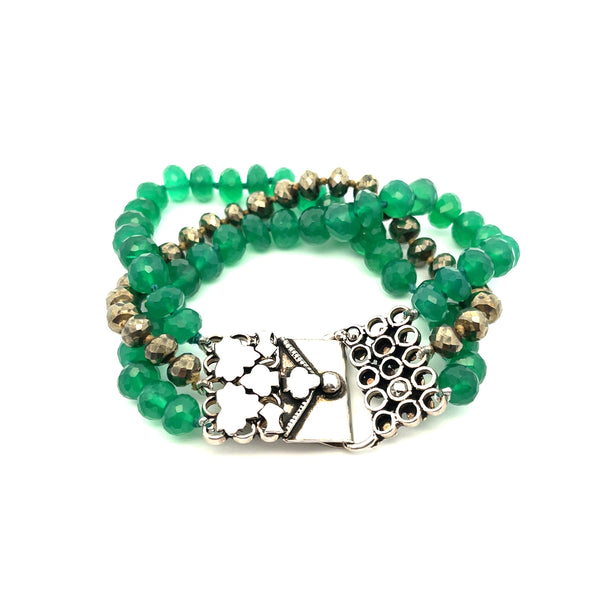 Radha, Green Onyx and Pyrite Bracelet