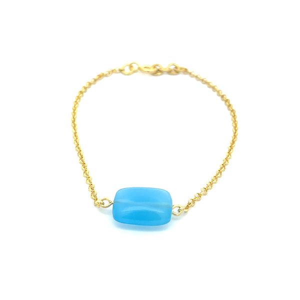 Joy Blue Chalcedony Bracelet, Gold Vermeil