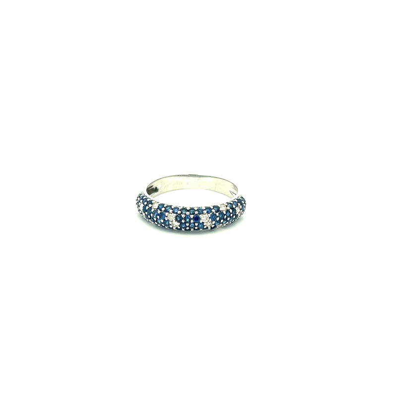 Heidi Sapphire and Diamond Pave Ring,14k White Gold