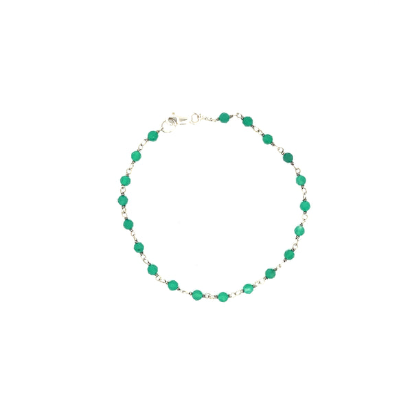 Maya Green Onyx Looping Wire Bracelet, Sterling Silver