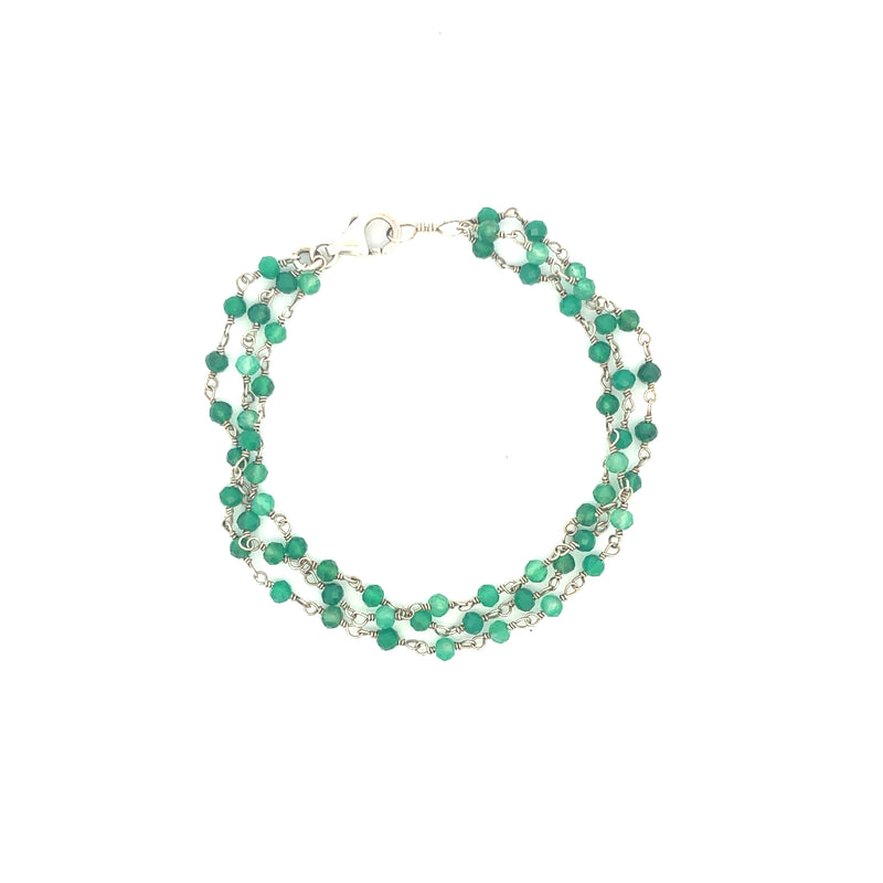 Maya Green Onyx Looping Wire Bracelet, Sterling Silver