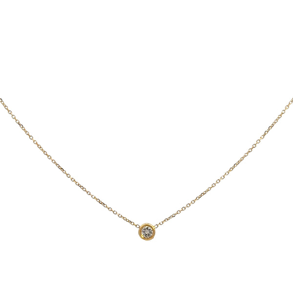 Diamond Bezel Necklace,14k Yellow Gold