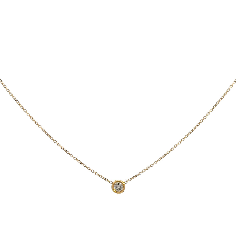 Diamond Bezel Necklace,14k Yellow Gold