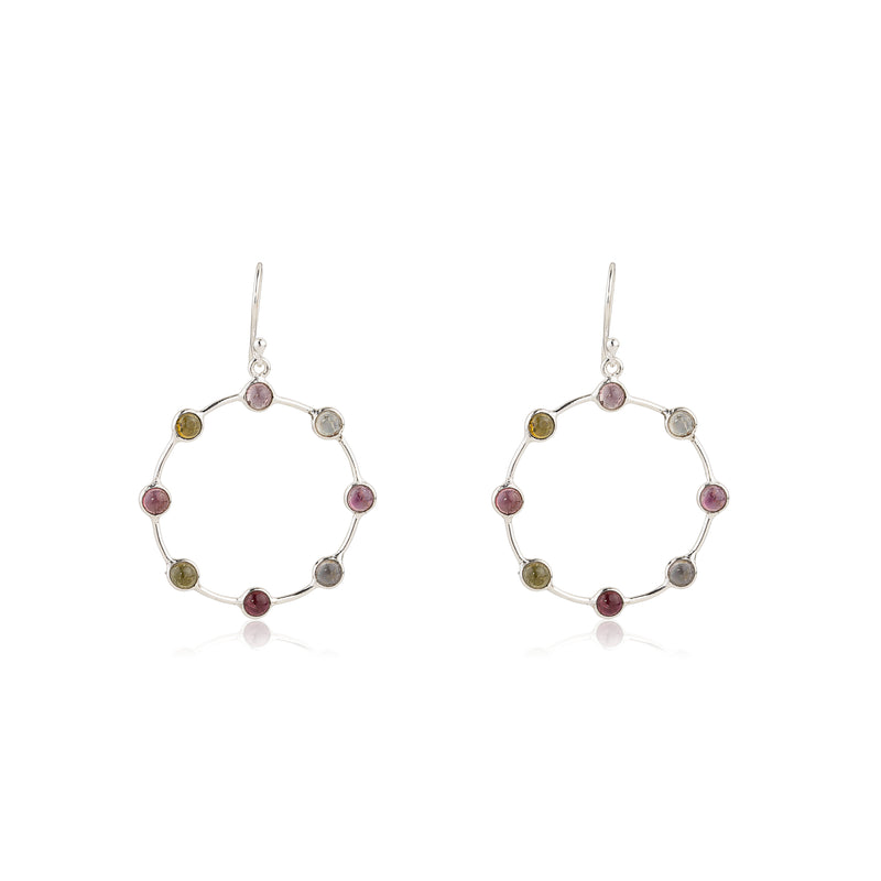 Ada Multi Tourmaline Earrings, Sterling Silver
