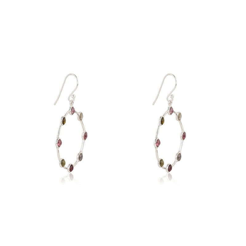 Ada Multi Tourmaline Earrings, Sterling Silver