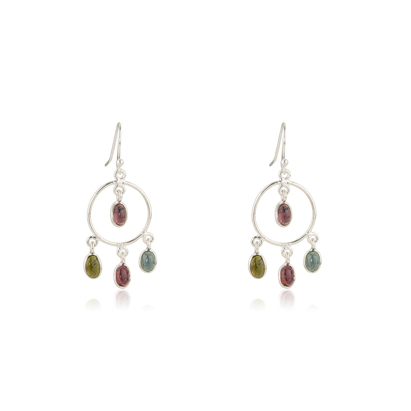 Kira Multi Tourmaline Earrings, Sterling Silver