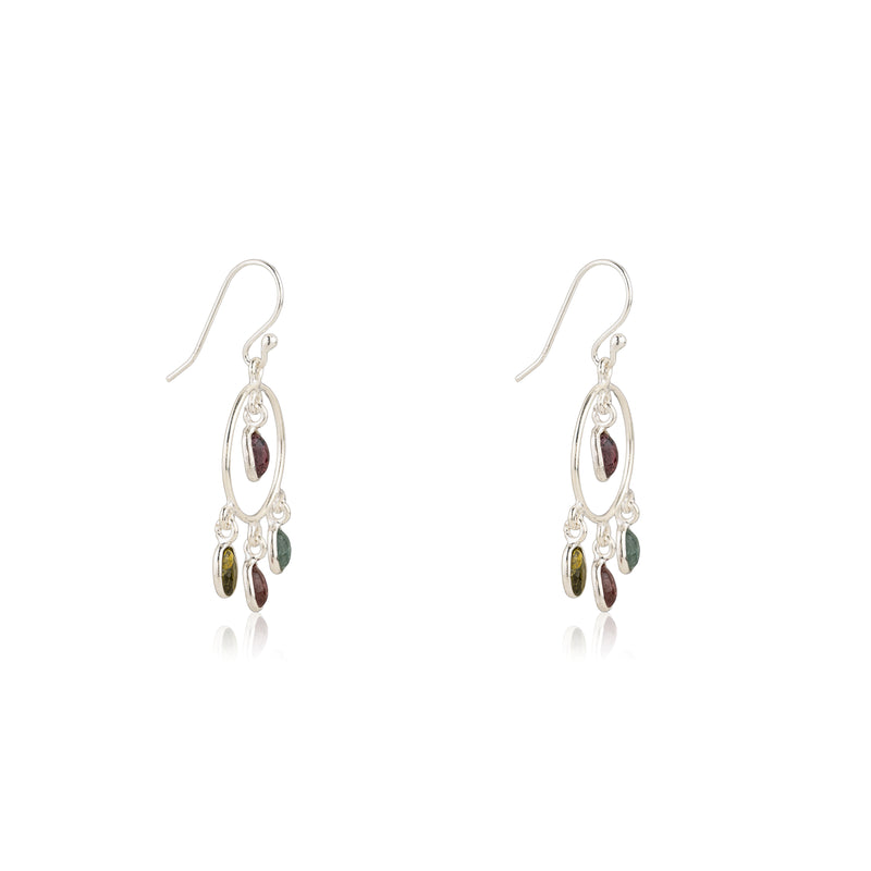 Kira Multi Tourmaline Earrings, Sterling Silver