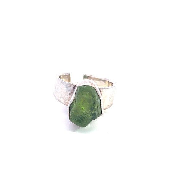 Raw Gemstone Ring, Sterling Silver