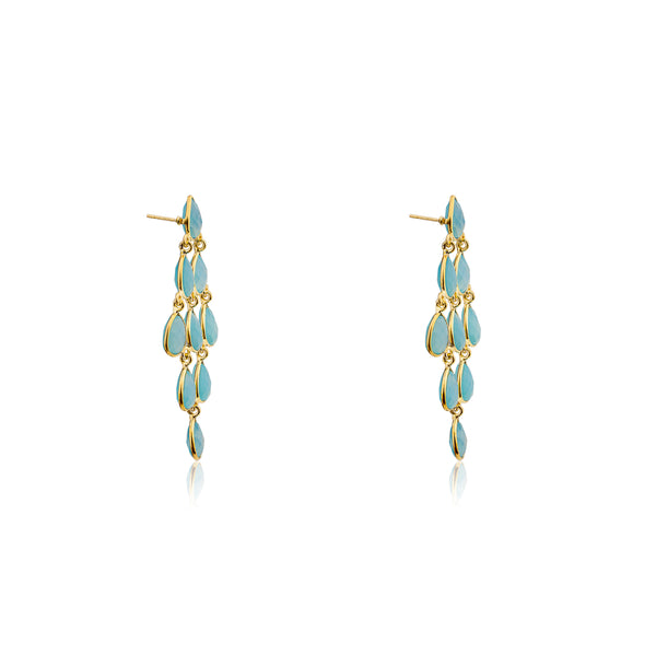 Versha, Blue Chalcedony Chandelier Earrings, Gold Vermeil / Sterling Silver