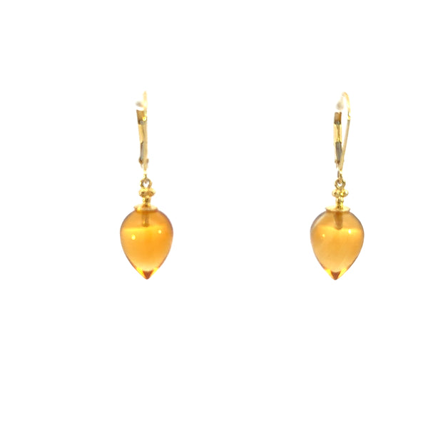 Arani Citrine Drop Earrings, 14K Yellow Gold