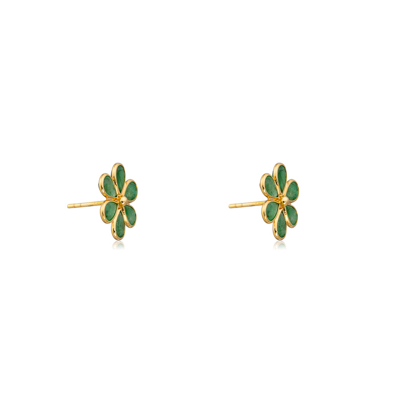 Flora Emerald Studs, 18k Gold