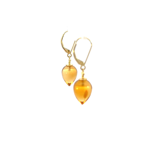 Arani Citrine Drop Earrings, 14K Yellow Gold