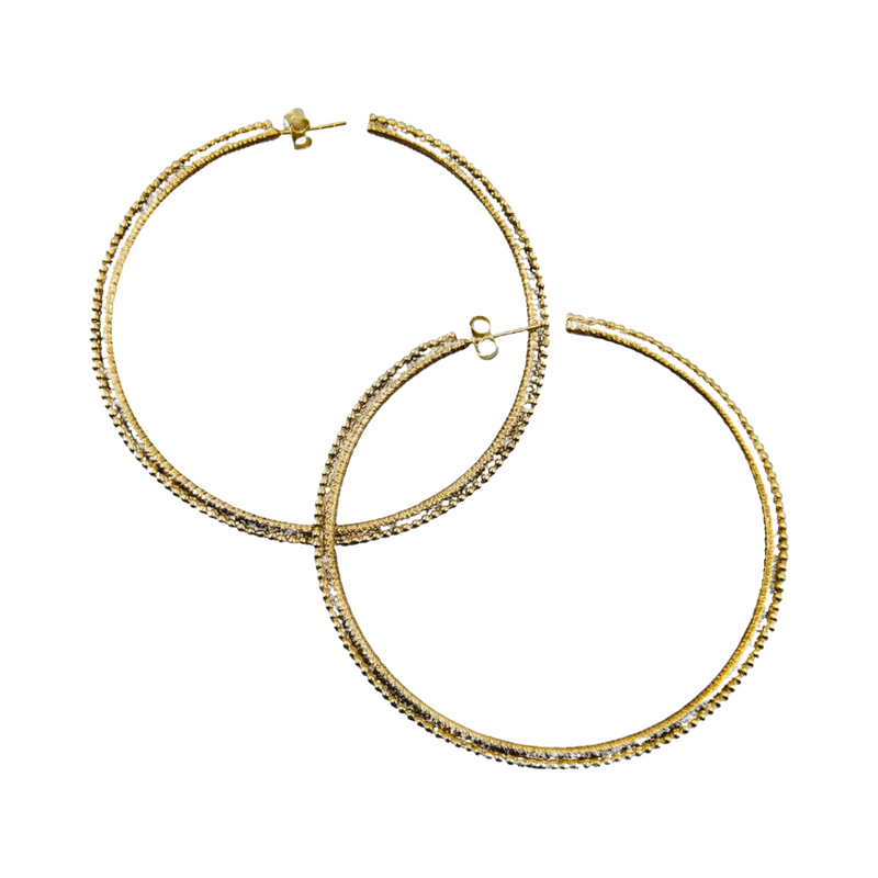 Large Beaded Hoop, Gold Vermeil