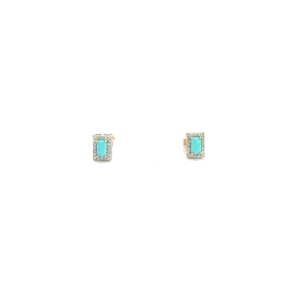 Sky Turquoise Diamond Studs 14k Gold Studs