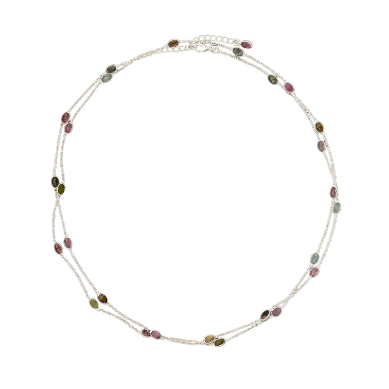 Aeliana Multi Tourmaline Oval Necklace 39"