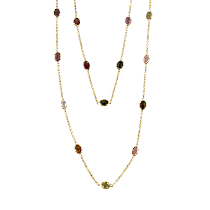 Aeliana Multi Tourmaline Oval Necklace 39"