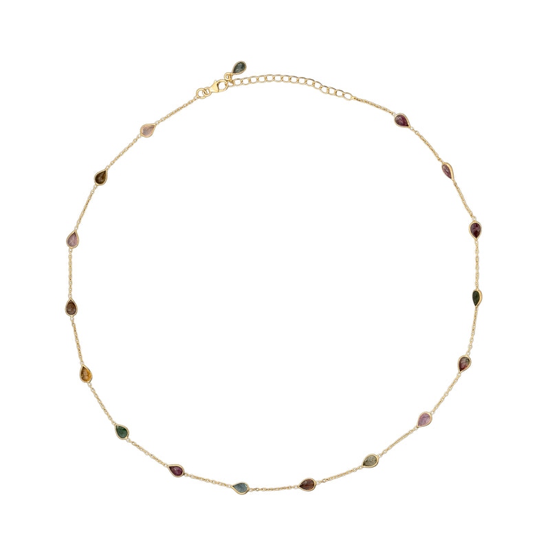 Aeliana Multi Tourmaline Drop Necklace