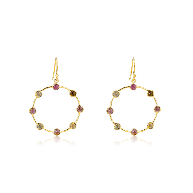 Ada Multi Tourmaline Earrings, Gold Vermeil