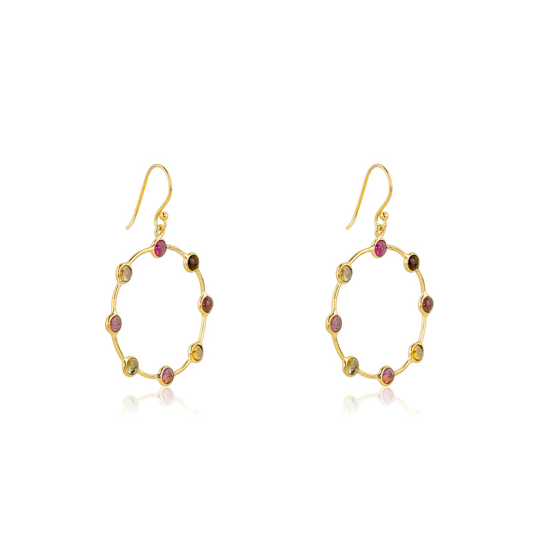 Ada Multi Tourmaline Earrings, Gold Vermeil