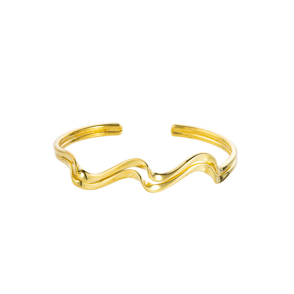 Aarna Double Wavy Cuff Gold Vermeil