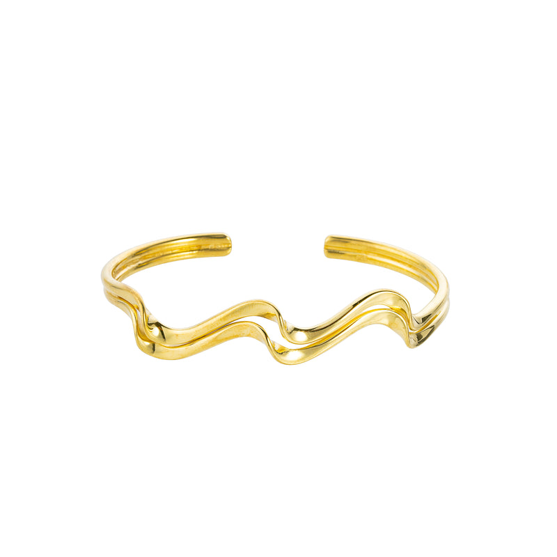 Aarna Double Wavy Cuff Gold Vermeil