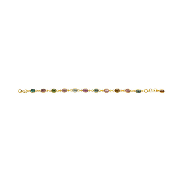 Aeliana Multi Tourmaline Oval Braclet, Gold Vermeil