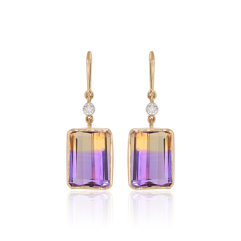 Zoya Ametrine Earrings, 14k Gold