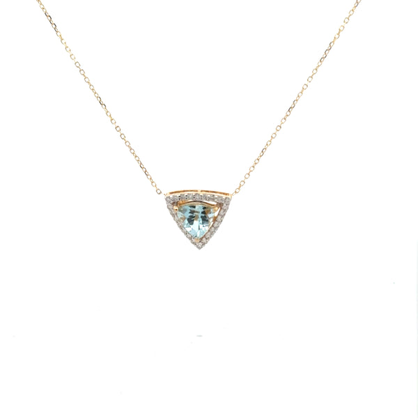 Azure Aquamarine and Diamond Necklace, 14k Gold