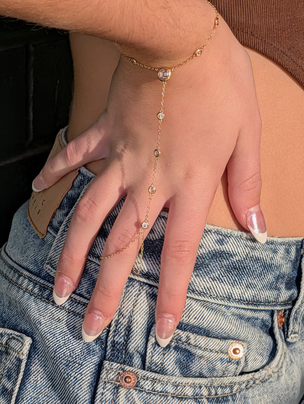 CZ Hand Chain, Gold Vermeil